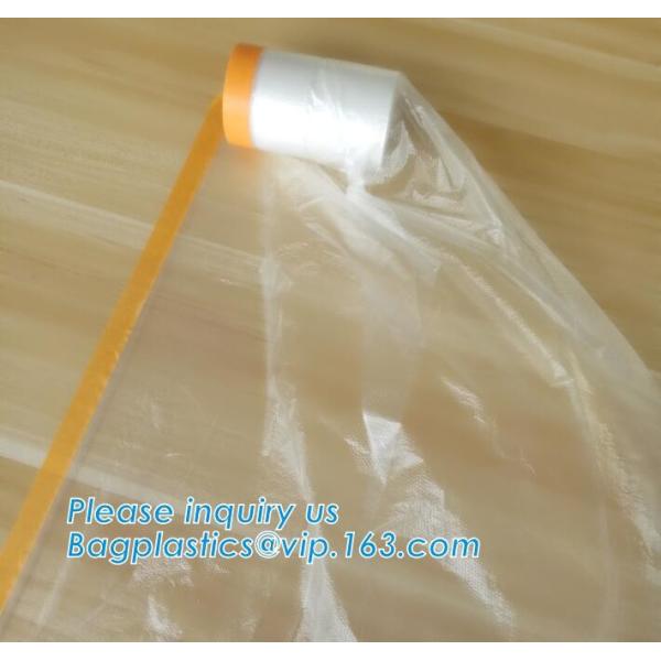 plastic register sealing cloth duct pre-taped masking film,PE material taped clear plastic masking film with dispenser