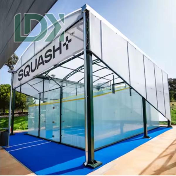 Lighting-Enabled Steel Frame Panoramic Squash Court Glass Wall For Outdoor Squash Venues