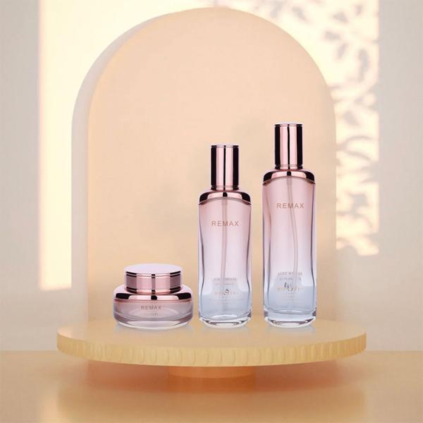 60g 100ml 120ml Pink Transparent Gradient Glass Bottle Skincare Set Packaging
