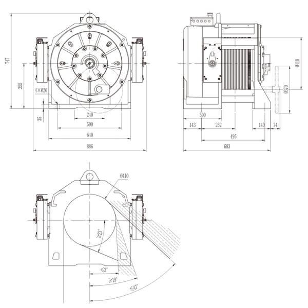Gearless Traction Machine For High Rise Buildings With High Load Capacity And Performance