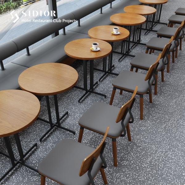 Environment Friendly Black Metal Frame Dining Chairs 82cm height Solid Wood