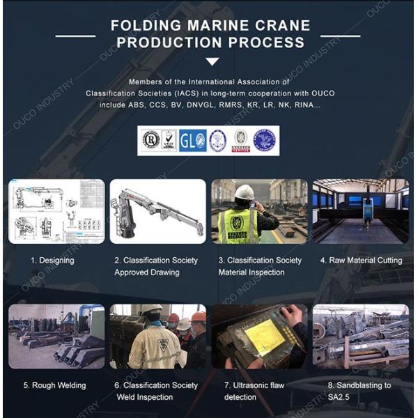 2.5t 22m Telescopic Ship Deck Cranes Boom Hydraulic With IACS Certified