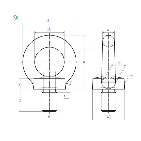 High Strength Customized Fasteners Lifting Bolt Ring Screw Hook Bolts Steel 50mm/40mm/25mm Custom Eye Bolts Din580