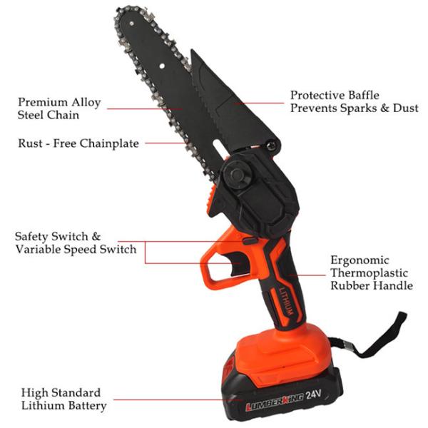 6 Inch 21V Handheld Branch Electric Mini Chainsaw Garden Tools