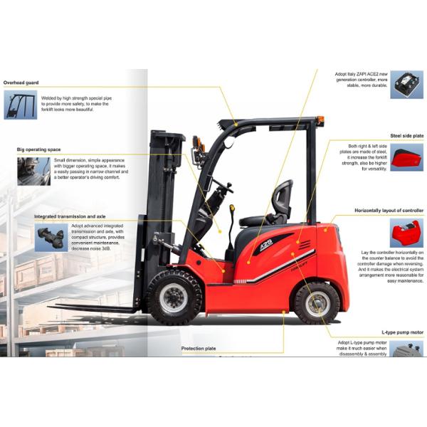 Lithium Battery Electric Forklift Truck 2.5 Ton / 3.5 Ton Energy Saving