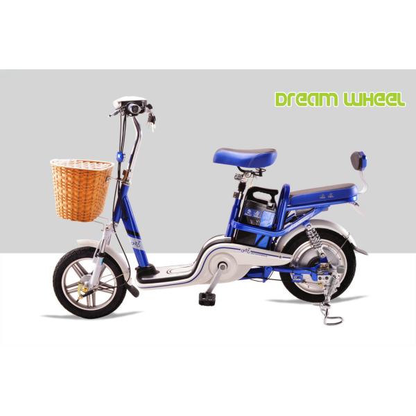 25 mph City Lightweight Electric Bike Pedal Assist Dual Seat 38Kgs Drum Brake with lithium battery