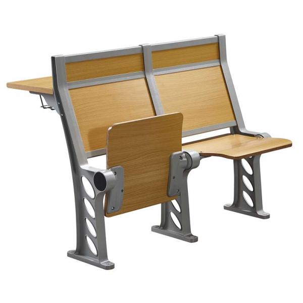 Cherry Wood Armed College Classroom Furniture / Student Chair With Fixed Table Desk