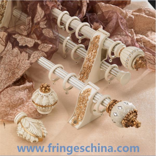 Hot selling delicate aluminum curtain rod pipe resin finials for home decoration