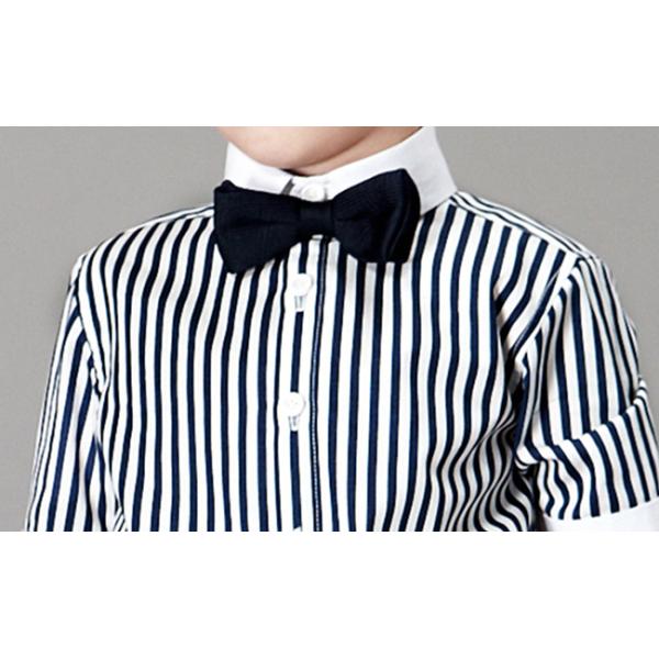 Striped Short Sleeve Bow Tie Kids' Clothes British Student Baby Shirt Shorts Set