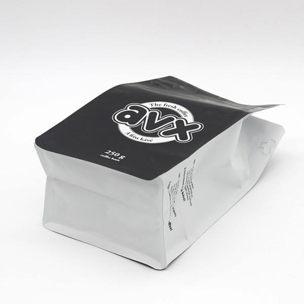 Black Coffee Bags Custom Aluminum Foil Flat Bottom Pouch Bag For Coffee Packaging Zipper