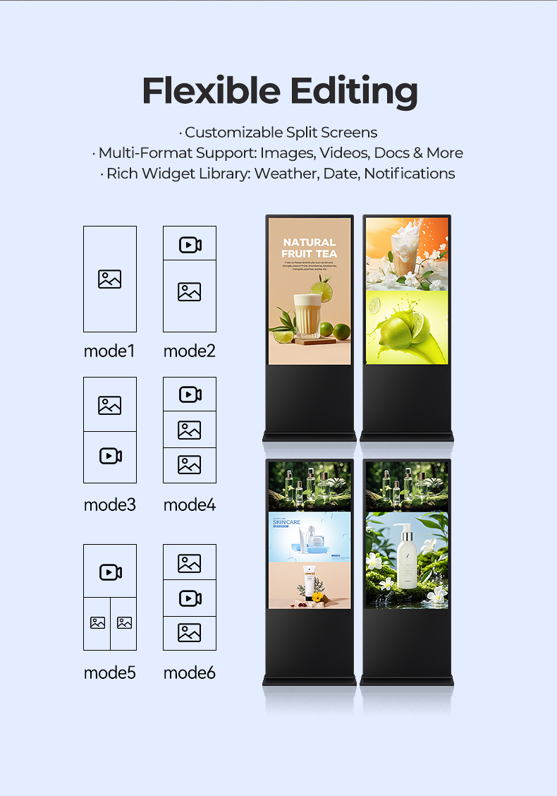Touchscreen Floor Standing Digital Signage 65 Inch HD Infrared for Advertising Display