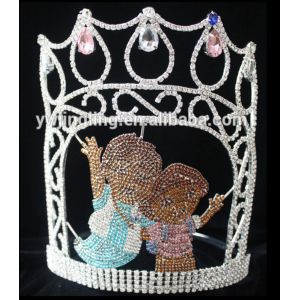 Quality Back to school theme pageant crowns and tiaras custom your logo name in the band crown supplier pai crown jewelry for sale