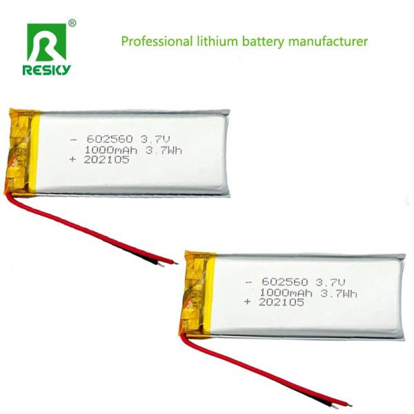 Lithium Ion Polymer Battery 602560 3.7v 4.2v 1000mAh 3.7wh Rechargeable Lithium Ion Batteries