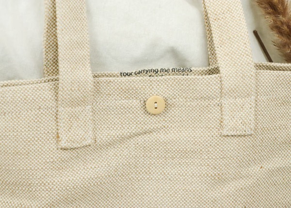 Natrual Cotton Jute Tote Bag With Hand Sewing And Elastic Band Closure Design