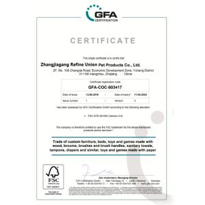 Zhangjiagang Uniontail Pets CO., LTD. Certifications