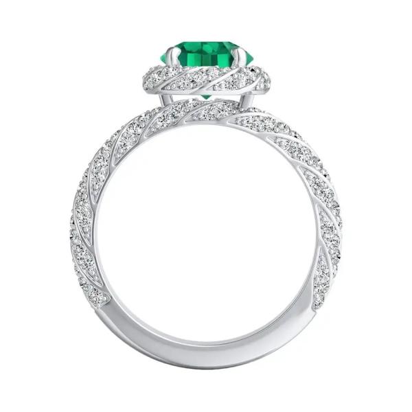 Halo Jewelry Round Cut Wedding Rings Lab Created Green Emerald Engagement Ring