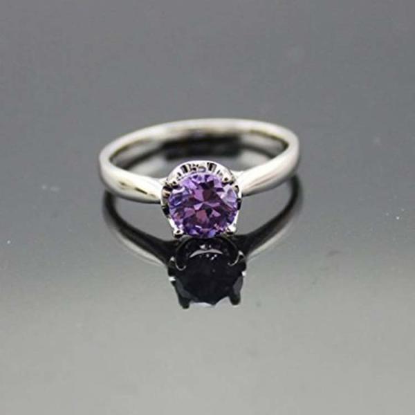 White Gold Plated Silver Round 5.5mm Garnet Cubic Zirconia Engagement Ring(F15)