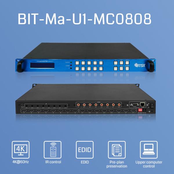 Bitvisus 4K HDMI Matrix Switcher 8x8 8 Inputs 8 Outputs With Metal Shell