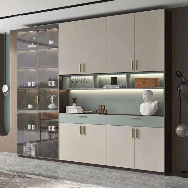 Showcase cabinet with glass display and storage compartments