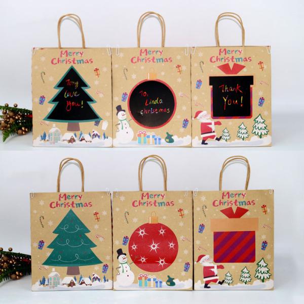 Buy DIY Graffiti Christmas Biodegradable Kraft Paper Bag For Cookie at wholesale prices