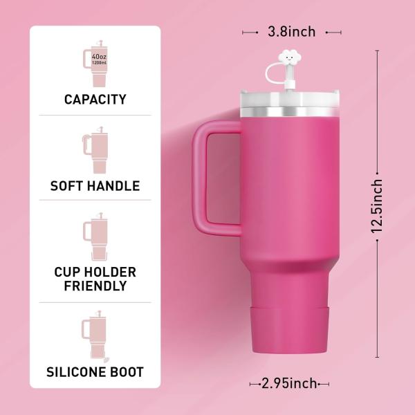 Double Walled Insulated Quencher Travel Tumbler Stanley 40 Oz Mug With Handle