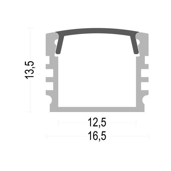 W16.5mm H13.5mm LED Strip Aluminium Profile 6063 T5 PC Diffuser LED Channel