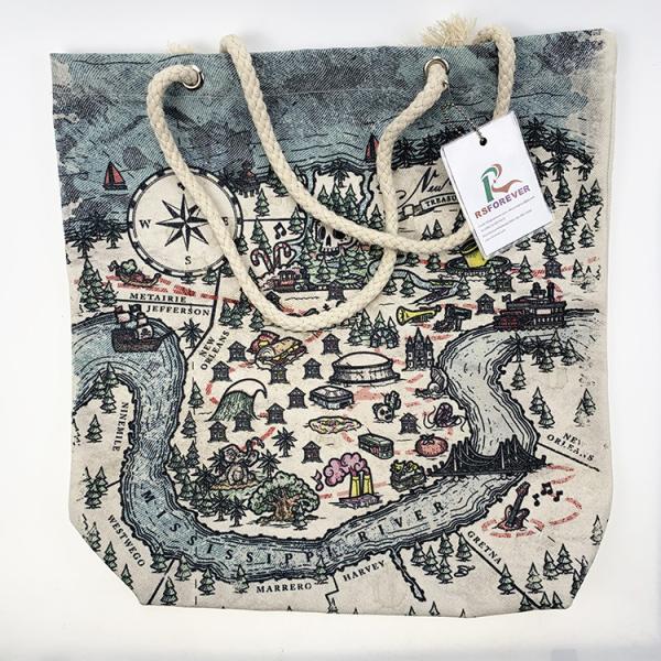 Rope Handle Canvas Shopping Bags with Customized Full Color Printing