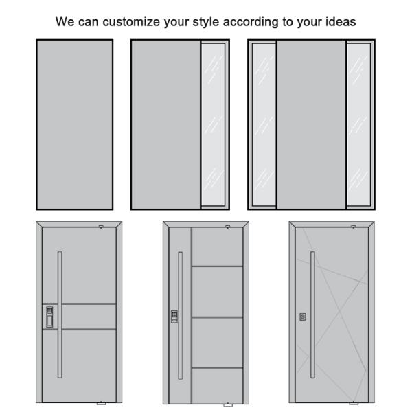 European Luxury House Front Modern Pivot Doors with Long Handle Wooden Entrance Door Modern Villa Main Door