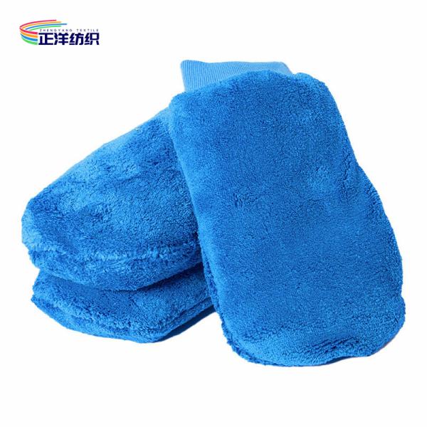 28x18cm 86g Blue Fleece Super Water Absorbent Car Cleaning Microfiber Gloves