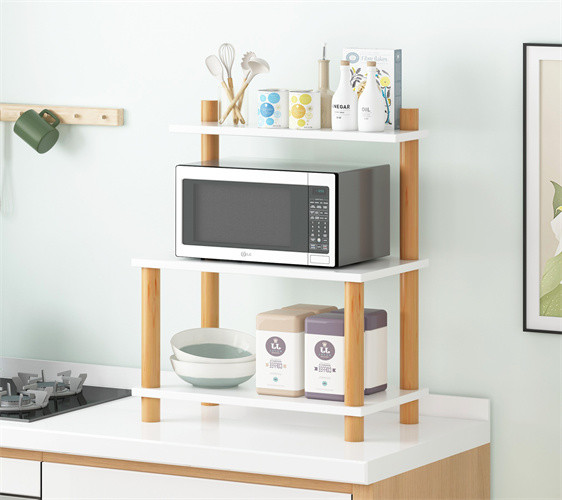 3 Tier Chipboard Corner Kitchen Microwave Rack Stand Shelf For Home