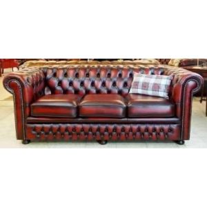210cm Luxury Design Brown Leather Button Couch OEM Welcome