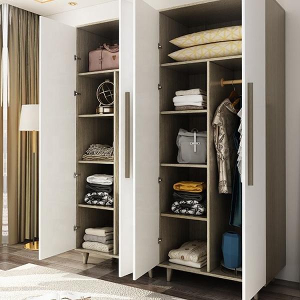 Exquisite Bedroom Wooden Furniture Wardrobe Storage Closet Melamine Finishing