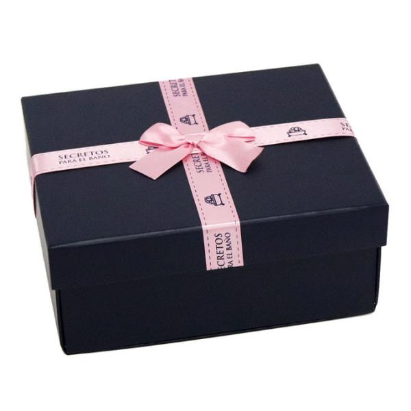 Navy Blue Collapsible Rigid Paper Gift Box 24*20*10cm With Ribbon Decor