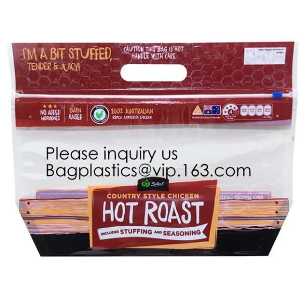 Zipper Hot Chicken Bags/ Roasted Chicken Packaging Bag With Window/ Microwaveable Grilled Chicken Bag, bagease, bagplast