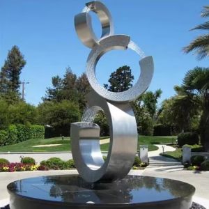 Stainless Steel Abstract Art Fountain Sculpture Metal Garden Sculptures Statues