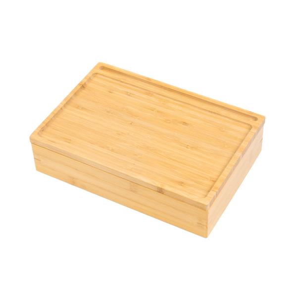 Wood Bamboo 32.5*22.1*7.7cm Tea Bag Storage Organizer 6 Compartments With Wooden Lid