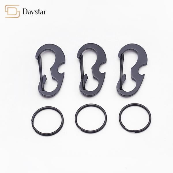 Metal Bottle Opener Carabiner , Keychain Spring Hook Hiking D Shaped Buckle