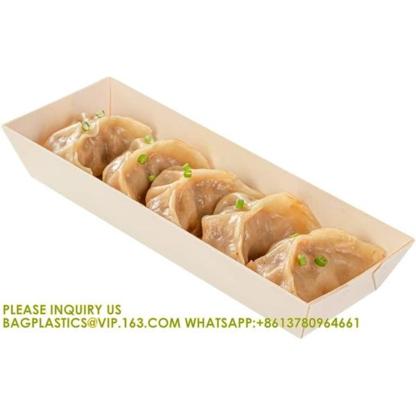 Compostable Food Containers, Rectangle Wooden Bento Boxes - Long Flare, Grease