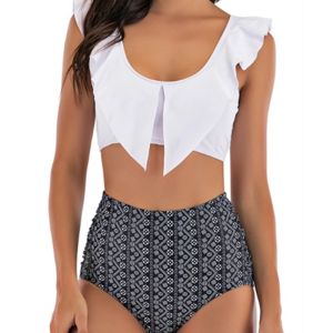 Tiered Layer Tie a Knot Front Top With Low waist Bikini swimsuit high cut