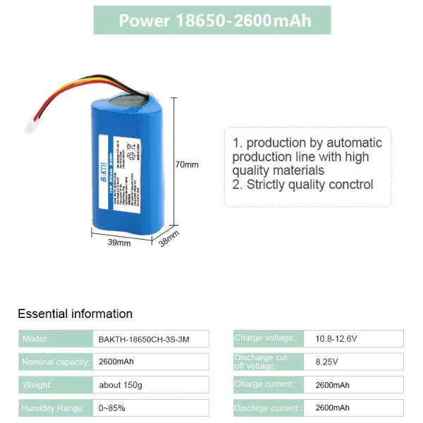 18650CH-3S-3M 10.8V 2600mAh Lithium Ion Battery High Discharge Rate Li-Ion Battery Pack for Consumer Electronics