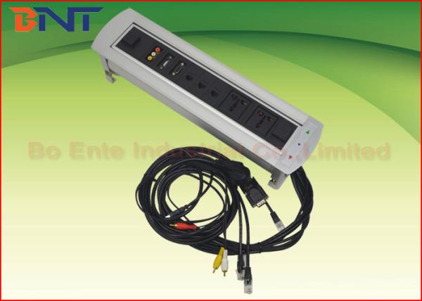 Buy USB / RJ45 / VGA Rotating Power Socket Tabletop Interconnect Box at wholesale prices