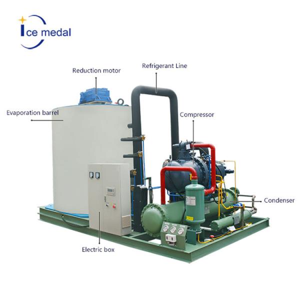 Small 1100 Kg Commercial Flake Ice Making Machine For Fish 19.94 kw