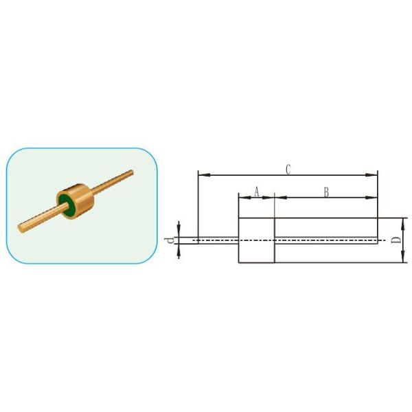 Gold Plated Glass To Metal Seal Connectors Single Pin 50Ohm RF Feedthroughs