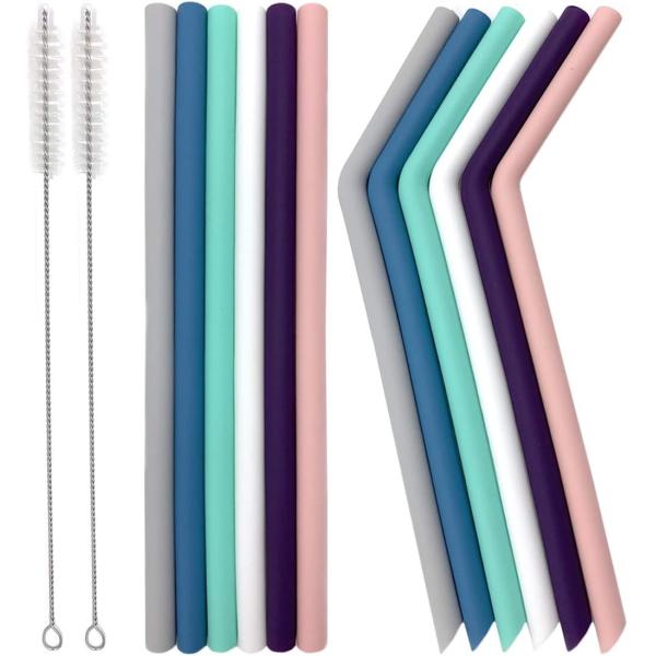 BPA Free Silicone Kitchen Product Straw Reusable With Cleaning Brushes