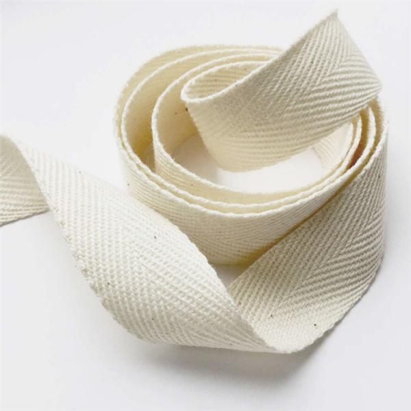 Pure White Cotton Twill Ribbon , High Color Fastness Decorative Twill Tape