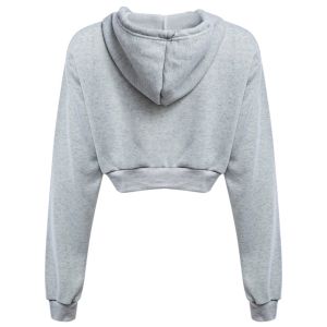 China Long Sleeve  Cropped Cotton Drawstring Crop Top Hoodie Pullover on sale