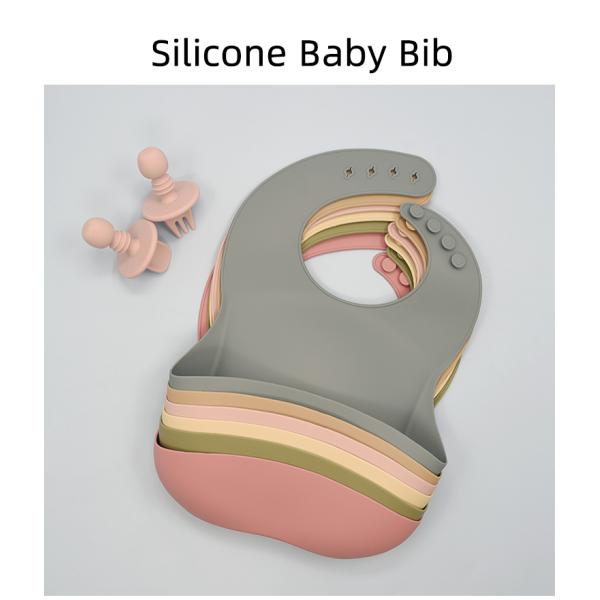 Pantone Color BPA Free Silicone Baby Bibs OEM Waterproof Adjustable