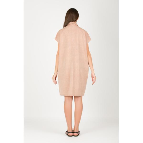 Summer women's fashion oversized cotton shirt dress in beige