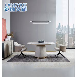 China Household White Marble Round Dining Table With Turntable Stainless Steel on sale