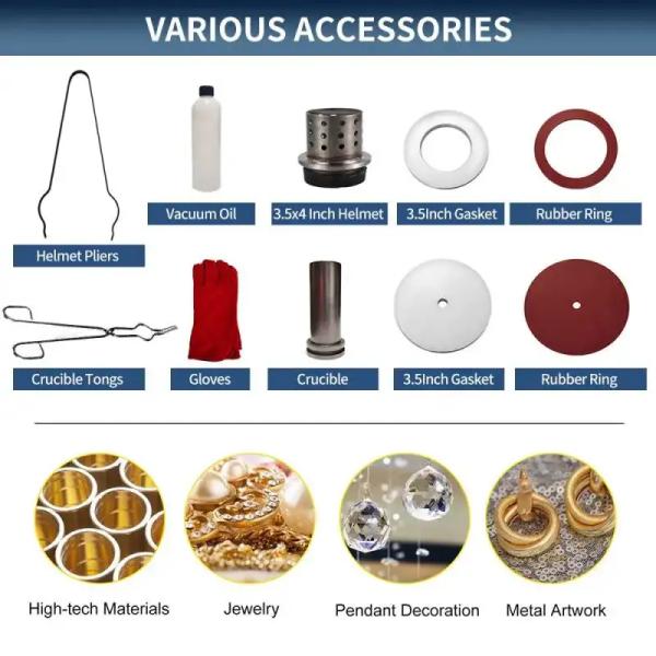 Tooltos 1/2 HP Vacuum Investing Casting Machine Wax Cast Combination With 2L Gold Melting Furnace